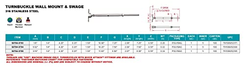 Tensor tipo Wall Mount & Swage en acero inoxidable 316 de 3/16" miniatura 2