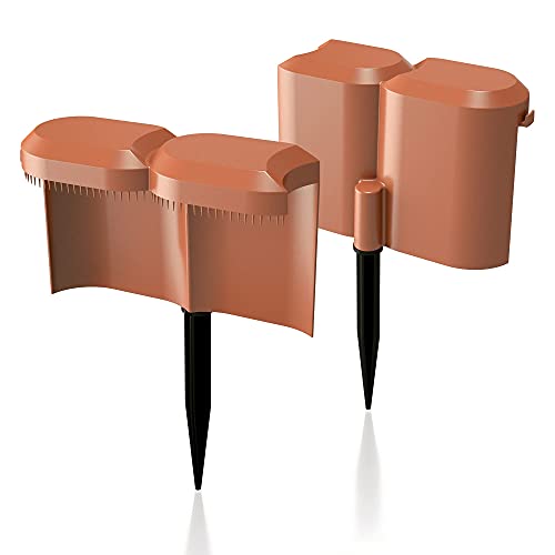 Palisade Plastic Flexible Garden Anti Snail Interlock Leveling Lawn Boarder Wall Fence Fencing (12, Terracotta)