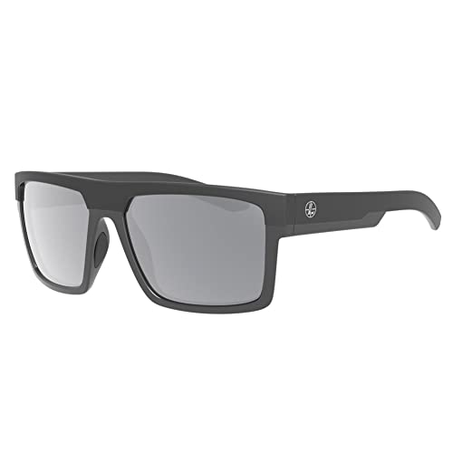 Leupold Becnara Sunglasses, Matte Black/Gloss Black Frame, Square Shadow Gray Flash Lens, 179102