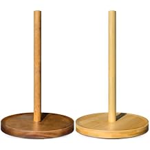NESAPTO Paper Towel Holder Countertop, Wooden Paper Towel Stand for Modern Farmhouse & Cottagecore Decor, Kitchen Bathroom Essential, Brown & Bamboo