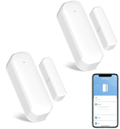 XFOX 2-Pack Smart Door and Window Sensor, 2.4G WiFi Door Sensor, Tuya/Smart Life Contact Sensors for Home Security & Smart Home Automation, Compatible with...