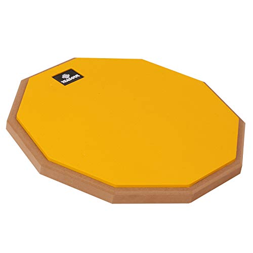 12 inch drum pad,double sided drum pads,snare drum pad with drumsticks and storage bag for drum practice beginner (12\'\', Yellow) - Thumbnail 6