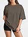 Trendy Queen Womens Oversized Summer T Shirts Plus Size Fall Fashion Casual Tops Chocolate Brown Workout Clothes 2026 Brown S