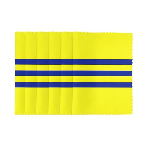 Sets de table lavables polyester à rayures jaune bleu résistant à la chaleur