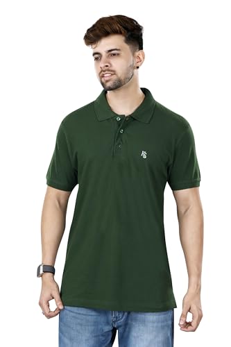 Image of KAUS & SHAN Men's Pure Cotton Regular Fit Solid Half Sleeve Casual & Semi Formal Office Wear Polo T-Shirt