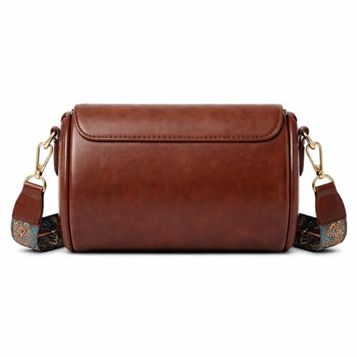 Image of Vintage Leather Crossbody Sling Bag with Decorative Patterned Strap for Daily Use, Travel & Shopping, Phone Purse with Adjustable Strap - Lightweight Casual Trendy Bag for Ladies & Girls