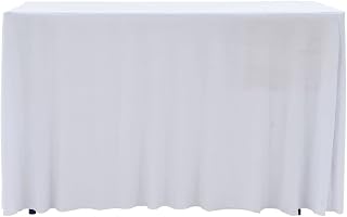 Juego de 2 manteles elásticos, color blanco, 243 x 76 x 74 cm, perfectos para mesa de comedor, bodas y celebraciones, 90% poliéster, 10% elastano, fáciles de limpiar y resistentes