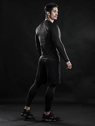 Drskin 4 Pack Men's Compression Shirts Top Long Sleeve Sports Baselayer Workout Running Athletic Gym (Round Sbb01 4P, L) #TOP4