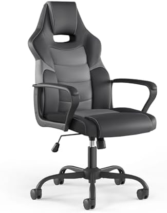 STAPLES Emerge Vector Luxura Faux Leather Gaming Chair, Black & G...