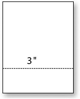 8-1/2'' x 11" Laser Cut Sheet, 24# White Stock, 1 Horizontal Perforation 3" from Bottom (Carton of 2500)