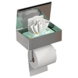 GUIGUZI Toilettenpapierhalter Ohne Bohren, Edelstahl Silber Toilettenpapierhalter Mit Feuchttücherbox, Klopapierhalter mit Ablage, Großformat WC Papier Halterung für Küche und Badzimmer