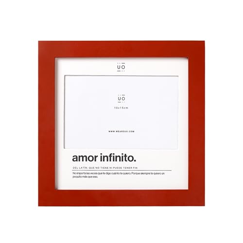 UO Marco de Fotos Amor Infinito 20 x 20 cm en Madera de Calidad. Diseño Elegante y Emotivo. Regalo Original para San Valentín. Color Rojo pasión