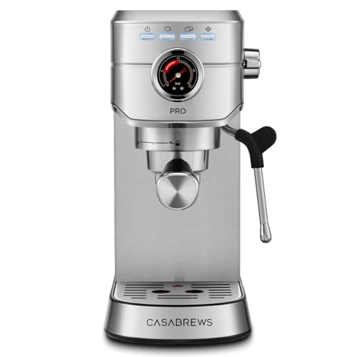 CASABREWS 5418 PRO Espresso Machine 20 Bar, Upgraded Espresso Maker with Powerful Steam Milk Frother, Stainless Steel Coffee Machine with Fast Heating System for Cappuccino, Latte, Metallic