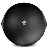 Bosu Ballon d'entraînement dynamique antidérapant de 50,8 cm pour la force et la flexibilité avec 6 pieds en caoutchouc et pompe à main, noir