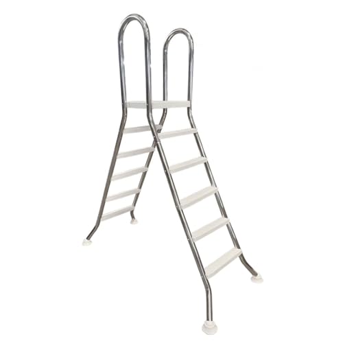 Escalera para piscina de 5 pasos, acero inoxidable y plataforma miniatura 1