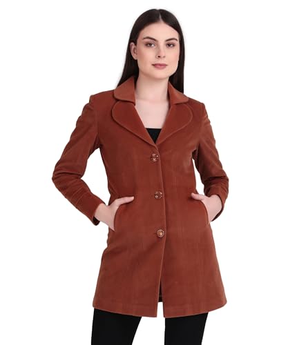 Image of Women's Wool Blend Long Coat with Stylish Lapel Collar and Button Closure - Elegant Winter Overcoat for Casual & Formal Wear