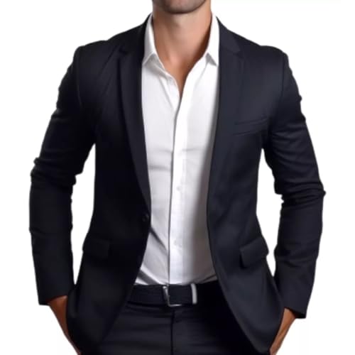 Blazer Masculino Slim 2 Botões Corte Italiano (BR, Numérico, 42, Regular, Regular, Preto)