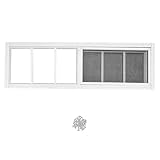 Hryan Sliding Shed Transom Window for Playhouse, Chicken Coop and Garage, Fixed Metal Tempered Glass Replacement Casement for barn house, ventanas de casa (10