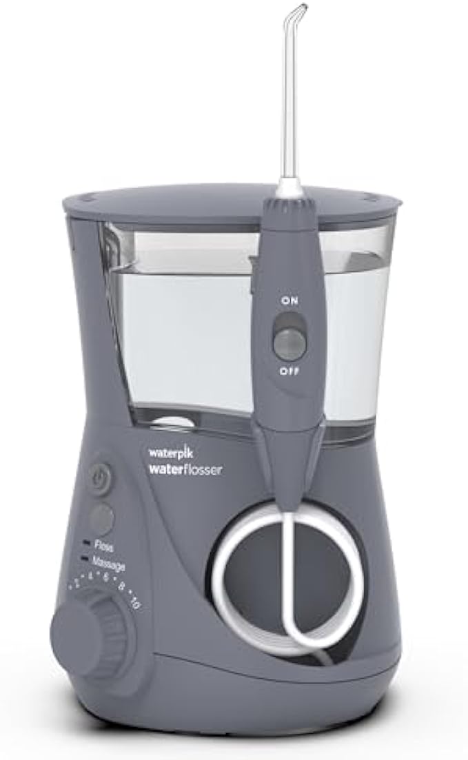 Waterpik Aquarius Water Flosser Professional For Teeth, Gums, Braces, Dental Care, Electric Power With 10 Settings, 7 Tips For Multiple Users And Needs, ADA Accepted, Gray WP-667, Packaging May Vary