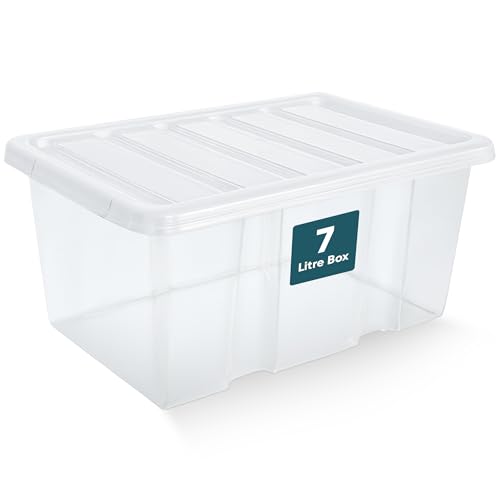 FB FunkyBuys Plastic Storage Boxes With Lids - Durable, Clear Storage Boxes - Multipurpose & Spacious boxes For Home and Offices (7 Litre)
