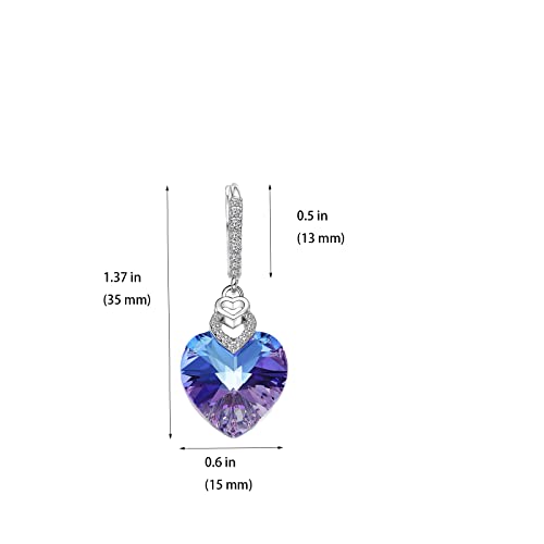 Metmolley Austrian Crystal Heart Drop Earrings For Women Purple Amethyst Dangle Earrings Fine Jewelry #TOP4