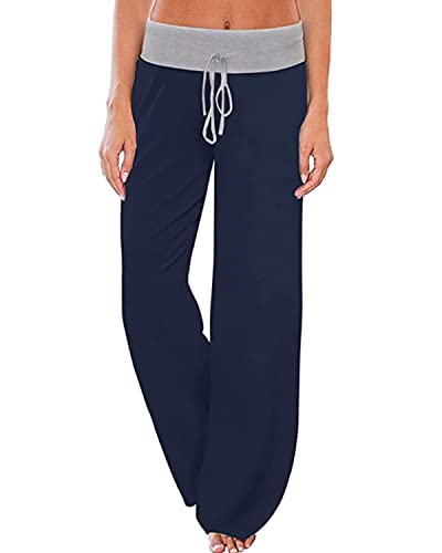 Image of NEWCOSPLAY Women's Comfy Pajama Pants Casual Drawstring Palazzo Lounge Wide Leg Pants