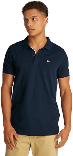 Tommy Jeans Tjm Slim Placket Polo Ext, Polo a Maniche Corte Uomo, Blu (Dark Night Navy), L