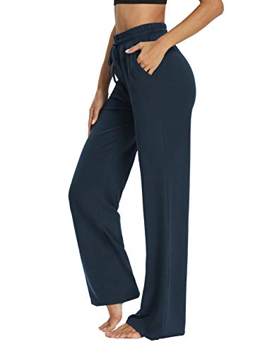 Sarin Mathews Womens Yoga Sweatpants Wide Leg Lounge Pajamas Pants Comfy Drawstring Workout Joggers Pants With Pockets Navy M #TOP1