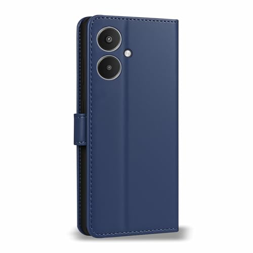 Image of AIBEX Shock Proof Flip Compatible for Redmi 13C 5G Flip Cover Leather Finish | Inside TPU with Card Pockets | Wallet Stand | Complete Protection Flip Case- Blue
