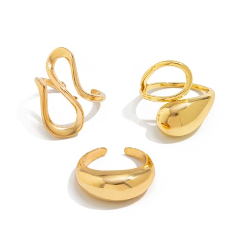 Image of Shining Diva Fashion Stylish Trendy Finger Rings Set for Women & Girls | Chunky Minimal Statement Ring Combos Modern Elegant Jewellery Collection