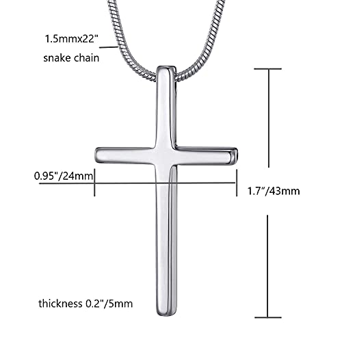 Moo&Lee Tungsten Carbide Simple Cross Necklace For Men Women Boys And Girls, Unisex Pendant With 22 Inches Stainless Steel Snake Chain #TOP3