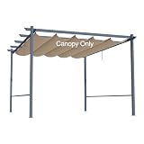 Aoodor Replacement Adjustable Canopy, Retractable Shade for Pergola, UV Resistant and Fade-Resistant, Fits 10 x 13 ft, Brown