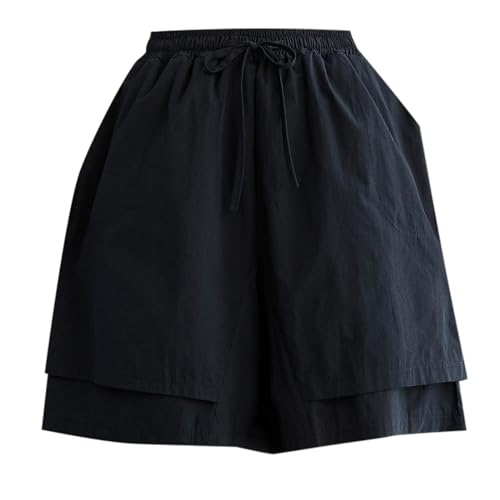 Bermuda noir coton et lin running randonnée avec poches amples