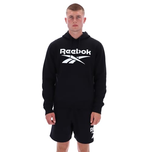 Reebok Men's Victor Logo Pullover Hoodie, Black, Medium