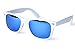 corciova Reflective Revo Large Horn Rimmed Style Uv400 Wayfarer Sunglasses White Frame Blue Lens