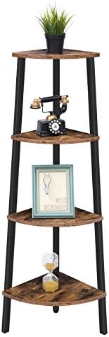 HOOBRO Corner Shelf, 4-Tier Ladder Shelf, Free Standing Bookshelf Bookcase, Industrial Plant Stand, Storage Rack Organiser Display Shelving Unit, for Hallway, Living Room, Bedroom, Office EBF41CJ01