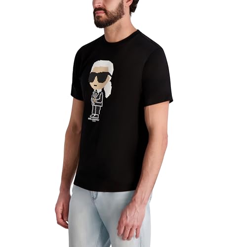 KARL LAGERFELD Men's Short Sleeve Crewneck Pixel Graphic T-Shirt3