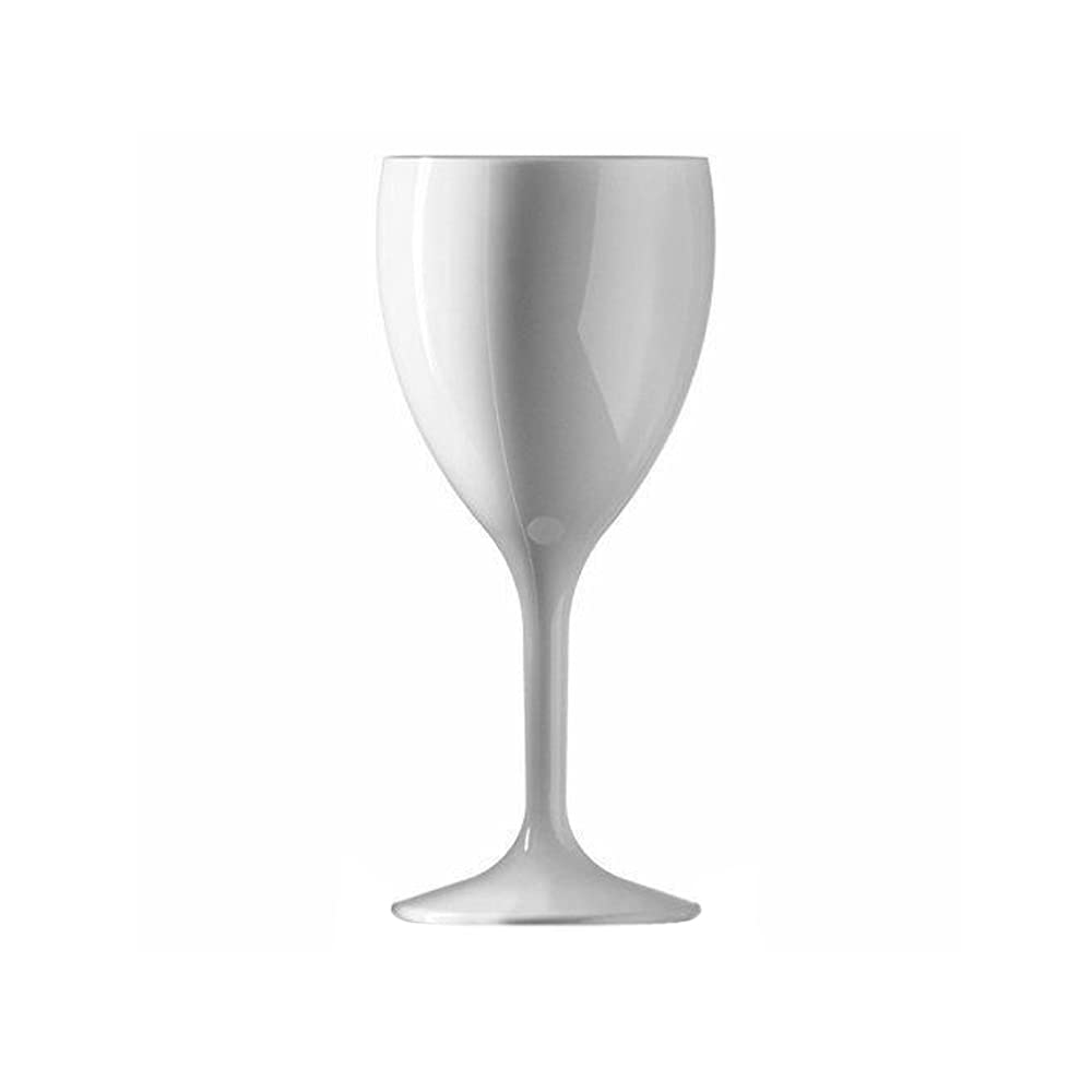 We Can Source It Ltd - White Polycarbonate 11oz Reusable Wine Glasses - Virtually Unbreakable - Pack of 4