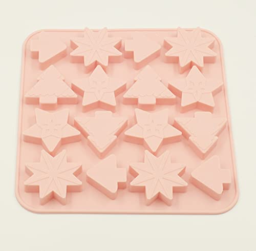 Selecto Bake Christmas Chocolate Moulds Silicone Fondant Mould Xmas Tree Snowflake Star Molds Ice Cube Tray Candy Cookies Dessert Baking Mold for Cake Decorating Sugarcraft DIY