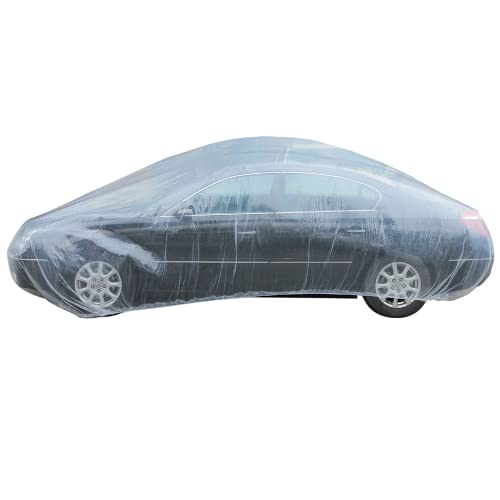 Image of Seal Skin Covers Waterproof Disposable Car Cover for SUV, Sedan, Sport Cars Plastic Cover Universal Full Car Cover with Elastic Band Waterproof Dustproof Snowproof (12.5' X 21.6')
