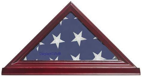 Not for Burial-Funeral or Memorial Flag, Solid Hardwood Flag Display Case for Retirement Home Flown Flag Display Stand Small 3' x 5' Flag, About 13" at The Bottom if The Flag is Folded.