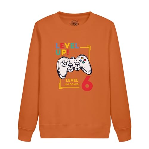 Sweatshirt enfant Level Up Unlocked pour anniversaire 6 ans sur le thème des jeux vidéo