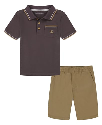 Image of Calvin Klein Boys' 2-piece Short Sleeve Polo Shirt and Shorts Set