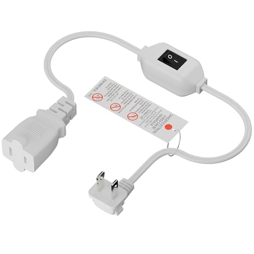 2FT On Off Switch Extension Cord, Plugrand Angled 2Prong Polarized Cord | Extension Cord with On-Off Inline Switch 12A 125V for Your Chargers/Lamp/Power Adapters, 16AWG Cord, White