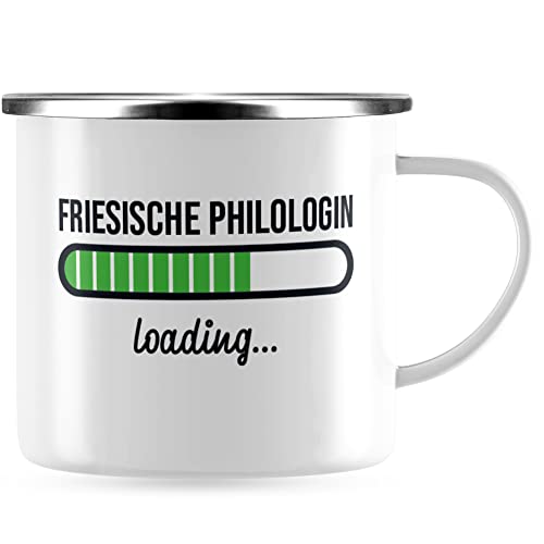 JUNIWORDS Emaille-Tasse, Friesische Philologin loading, Silberner...