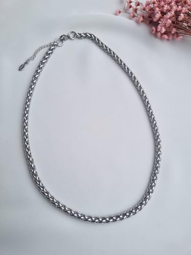 Conjunto Colar De Aço Inox Corrente Trançada Tipo Corda E Pulseira De Aço Inox Corrente Trançada Tip