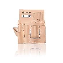 LAUTUS Oil Tanned Drywall Leather Tool Pouch Bag|Carpenter, Construction, Framers, Drywallers | 7 Pockets, 1 Hammer Holders | 100% Leather