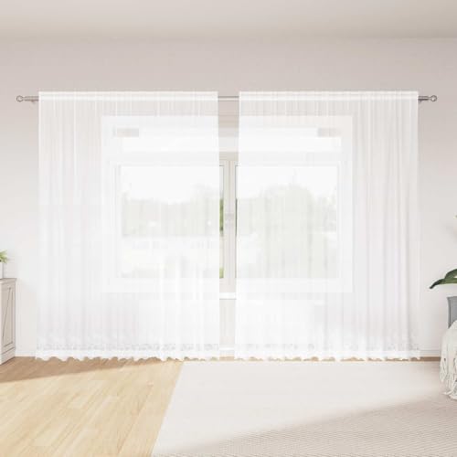 Rideau en dentelle blanc rideau décoratif translucide polyester - 2