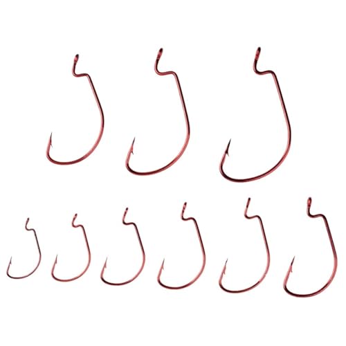 Fishing Hooks 60pcs Wide Crank Offset Fishing Hooks Carbon Steel Barbed for Bass For Hooks Fishing(1-0)