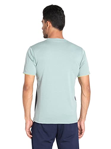 Image of CHKOKKO Men's Round Neck Gym T-Shirt Sea Green Dark Grey Neon L